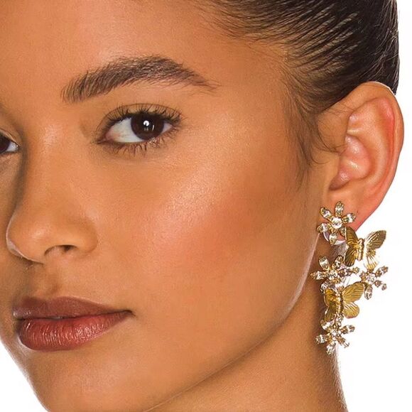 Butterfly Crystal Earrings A1023 - Picture 2 of 3